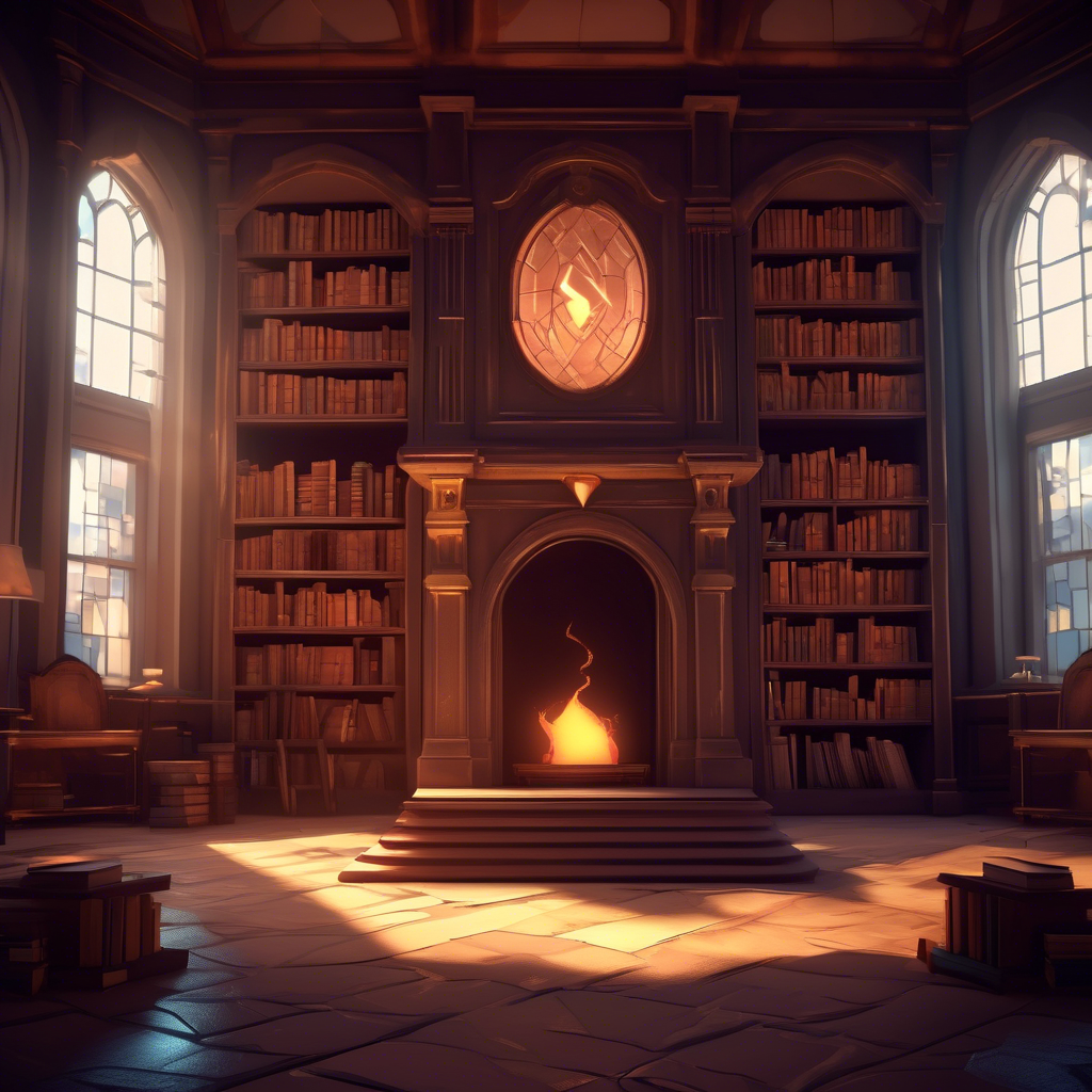 old library with mantle