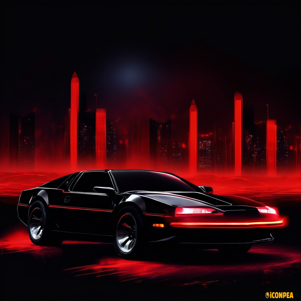 Knight rider black car with vibrant red light