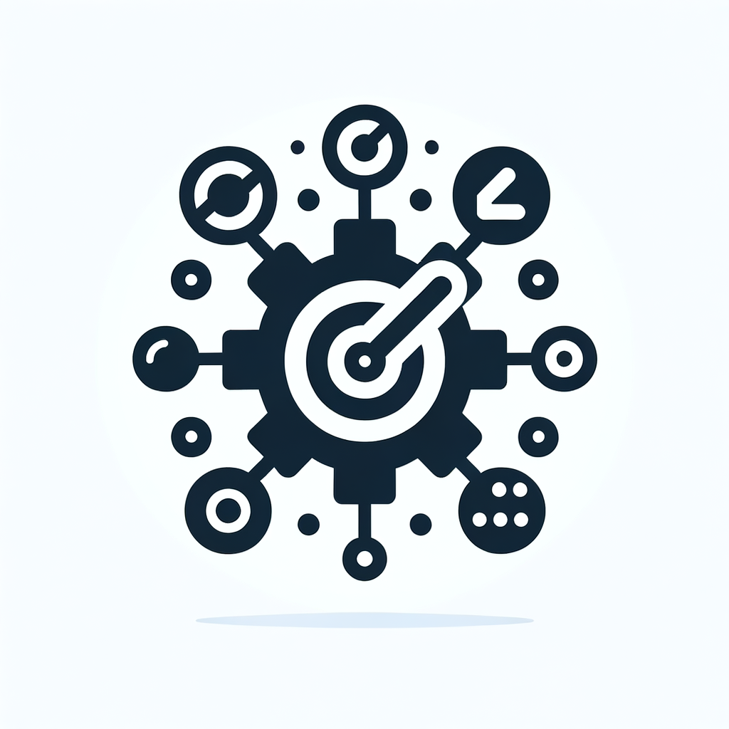 minimal flat vector icon, only 2 colors, simple shapes, no shadows, white background.  Generate icon only and NO text:  Systems:  The quality, consistency, and autonomy of systems that drive your operations without you.