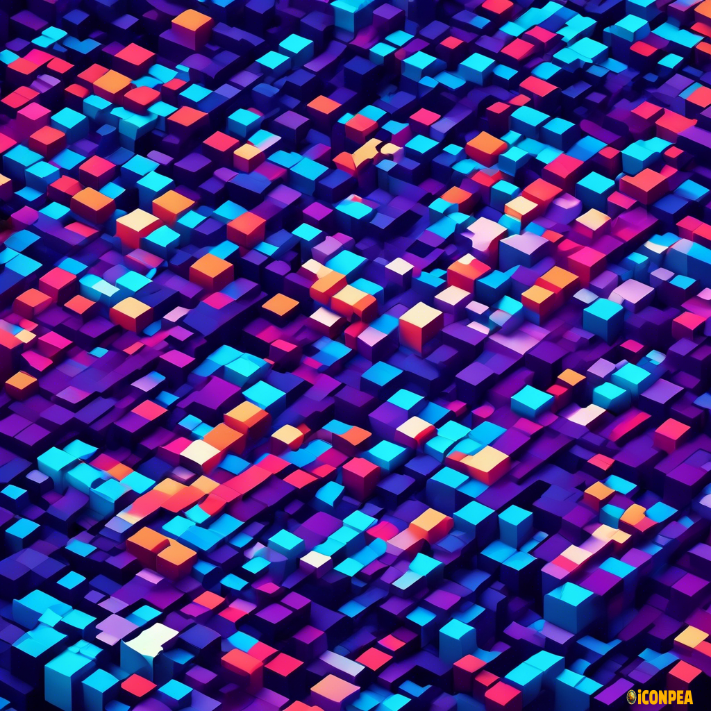 Create an icon that depicts a stream of pixels, resembling a digital video stream. This could be an abstract design where the pixels "flow" into each other, symbolizing the continuous flow of video and data. - **Color:** Bright pixels in various colors like blue, purple, and turquoise that connect and form a flowing stream. - **Shape:** Moving pixels or squares merging together to create the feeling of a stream.