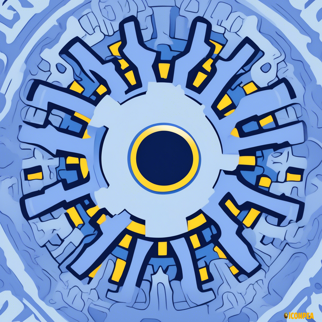 A stylized gear icon, centered in the image. The gear is a light periwinkle blue with darker blue accents on the teeth. A smaller, solid circle is within the gear, a light periwinkle color.  Inside the inner circle is a small, bright yellow drop, representing oil or lubricant. The gear has a simple, symmetrical design, with distinct pointed teeth. The image is flat, two-dimensional, and vector-style. The background is solid black, contrasting with the blue gear. The composition is simple and clean, emphasizing the gear's shape and function. The colors are vibrant and bold, creating a simple and clear visual representation. The style is modern and minimalistic, suitable for a technical or mechanical theme.