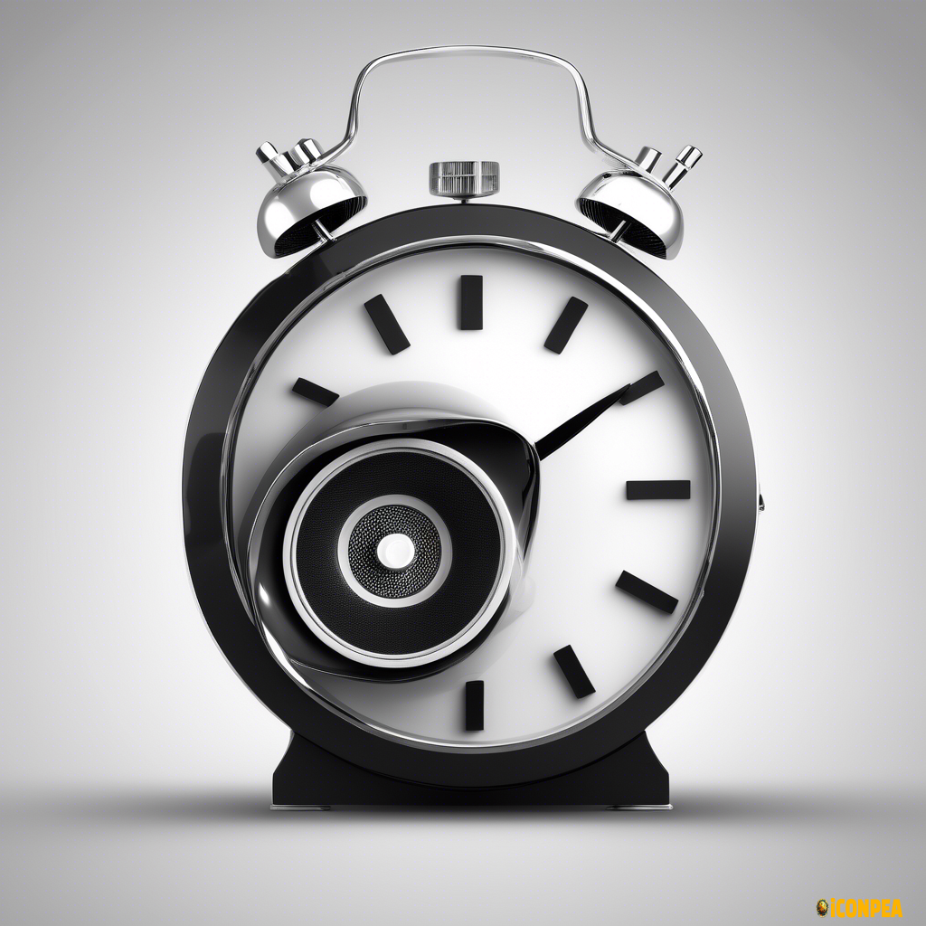 1. Subject: "a combination of a clock with a speaker"  2. Background: "isolated on white and black background"