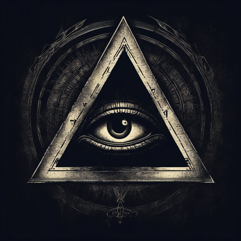 dark moody and scary illuminati symbol that represents surveillance and the all seeing eye