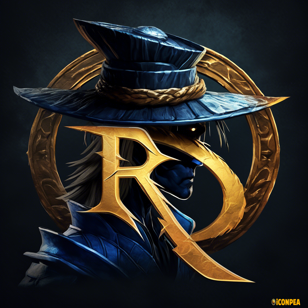 Raiden from Mortal Kombat themed letter R with Raiden's hat on top of the R