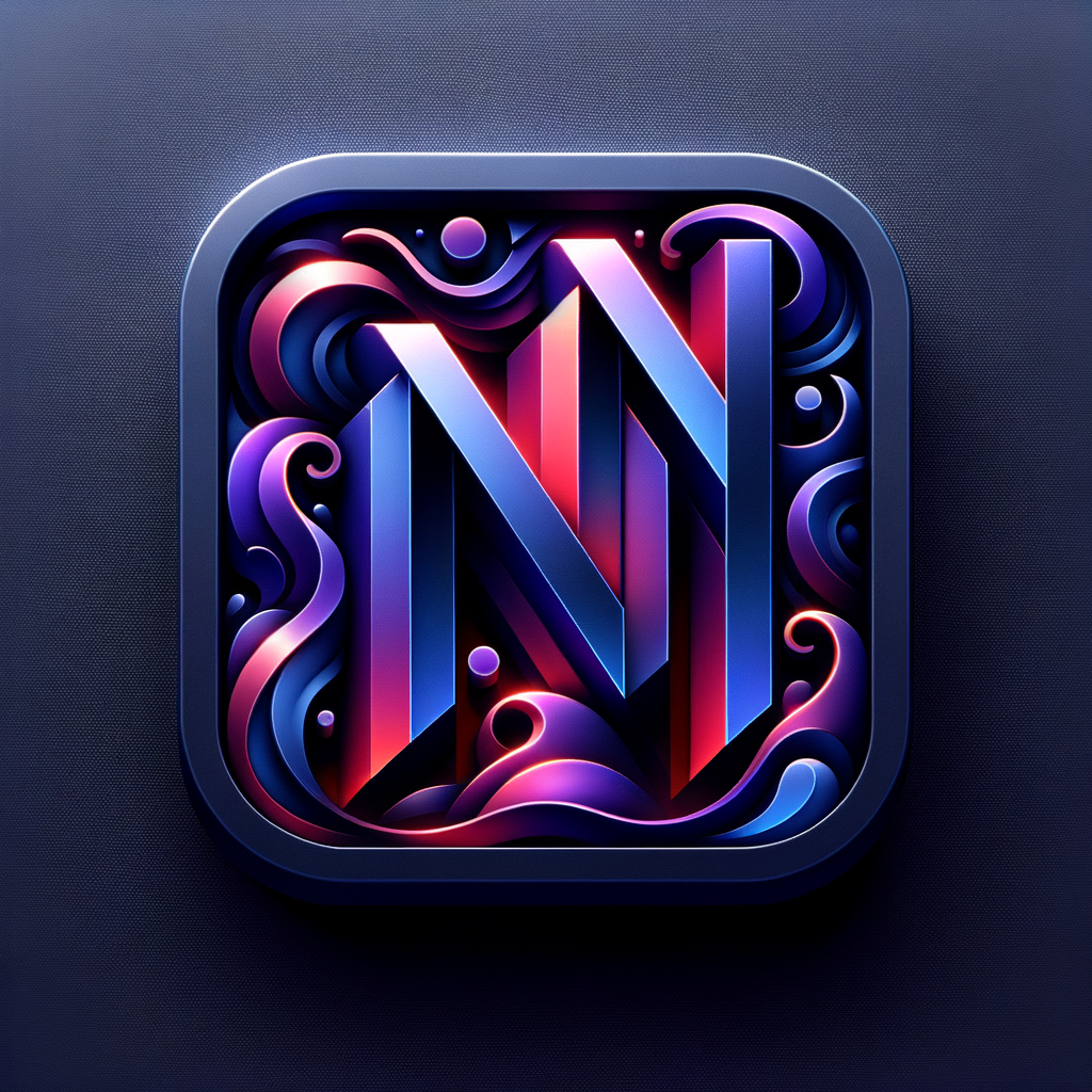 A sleek, modern app icon featuring the letters “AN” in bold, rounded geometric 3D typography with smooth, organic curves. The letters are raised with depth, soft shadows, and glossy highlights in deep navy blue. Vibrant purple and magenta flame-like smoke flows organically from the top and sides of the letters with a soft glow. The icon is contained within a rounded square shape inspired by an iPhone app icon, with smooth continuous corners. The icon fills the entire frame edge-to-edge with minimal padding, occupying nearly 100% of the canvas. No outer background, no empty space, tightly cropped composition. The background within the icon is a rich red gradient. High resolution, centered, crisp edges, optimized for app icon and favicon use.