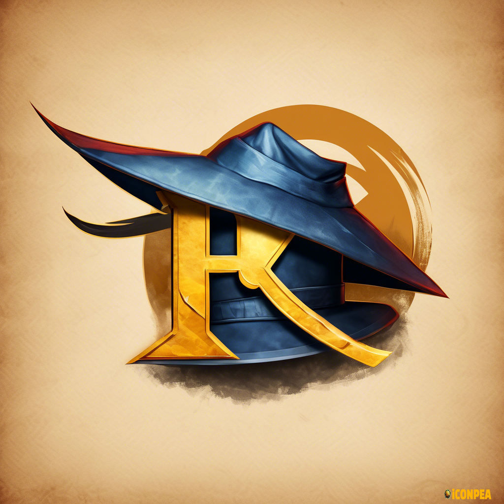 Raiden from Mortal Kombat themed letter R with Raiden's hat on top of the R