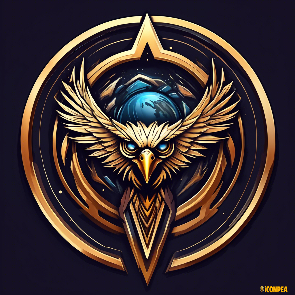 A logo for a tribe, fearsome hawk, metallic, planet Earth (abstract, noble, grand, sacred)