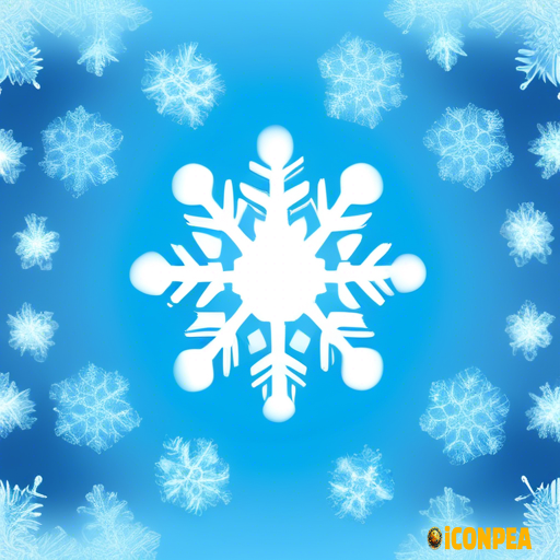 a comic snowflake in the middle, background gradient from top white to bottom light blue