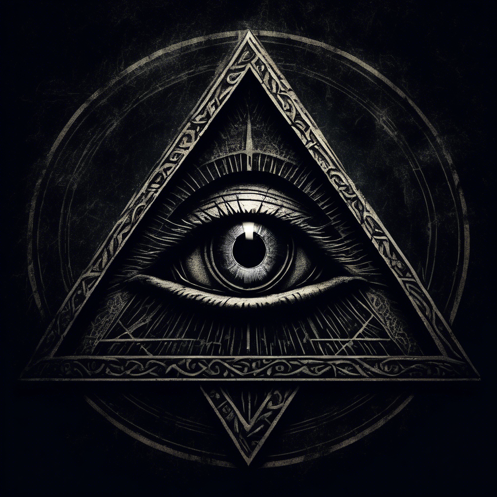 dark moody and scary illuminati symbol that represents surveillance and the all seeing eye