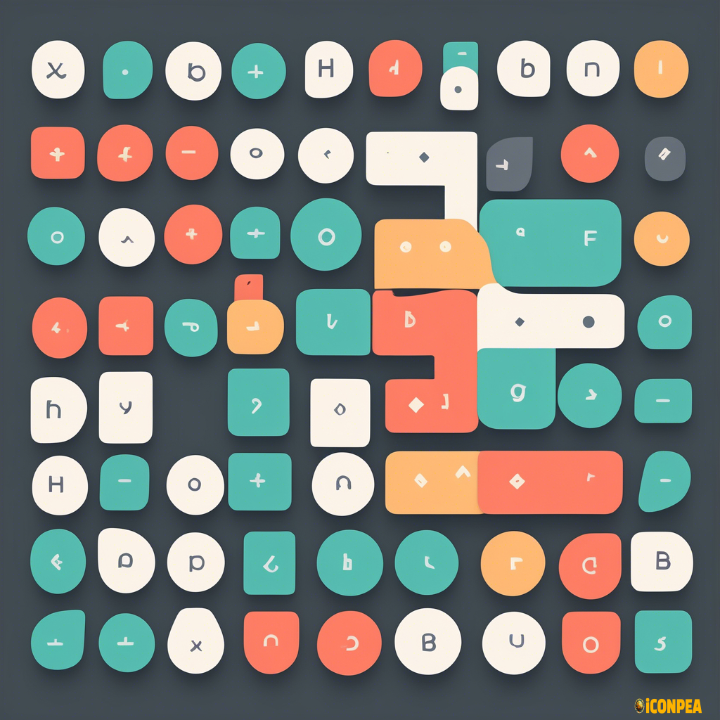 Minimalist Karnaugh map app icon, Geometric primitives, Boolean algebra-inspired elements, restricted color scheme, solid fills, clean lines