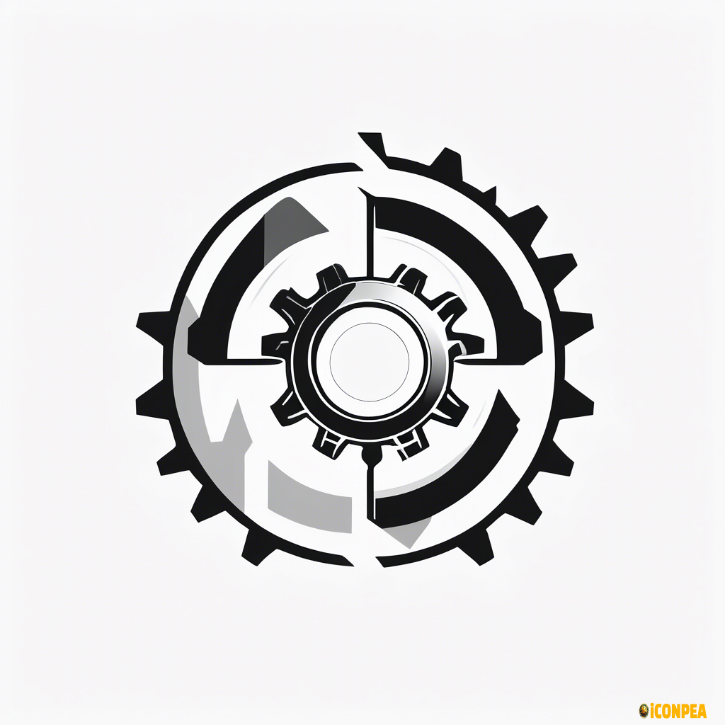 flat-style logo design depicting flat logo artwork of an ekg pulse inside a bearing where the left and right lines extend past the gear or bearing, black artwork with no background color