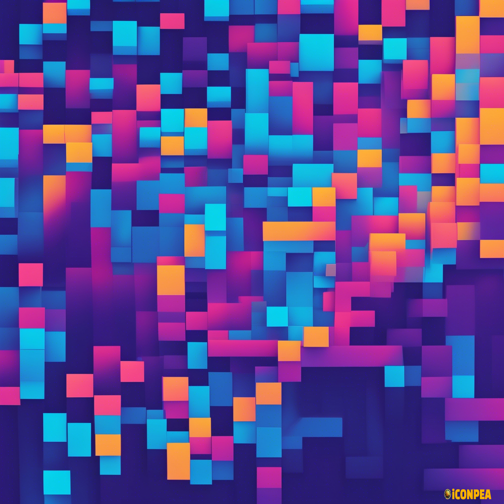 Create an icon that depicts a stream of pixels, resembling a digital video stream. This could be an abstract design where the pixels "flow" into each other, symbolizing the continuous flow of video and data. - **Color:** Bright pixels in various colors like blue, purple, and turquoise that connect and form a flowing stream. - **Shape:** Moving pixels or squares merging together to create the feeling of a stream.