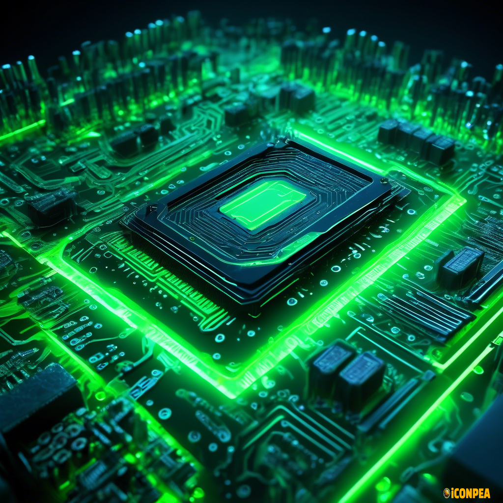 neon Green circuit Board GPU Microchip Future Technology