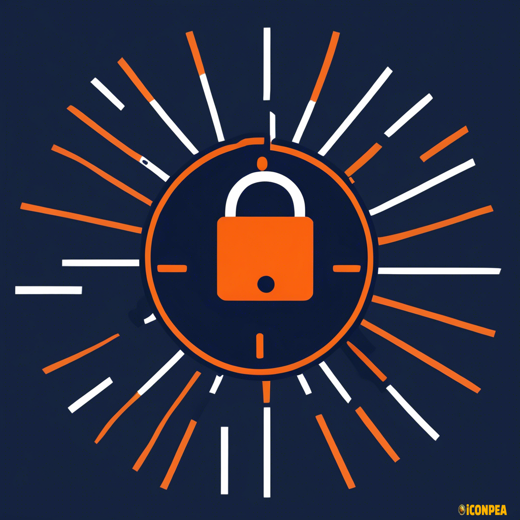 an icon for a locked room app in navy, orange and white
