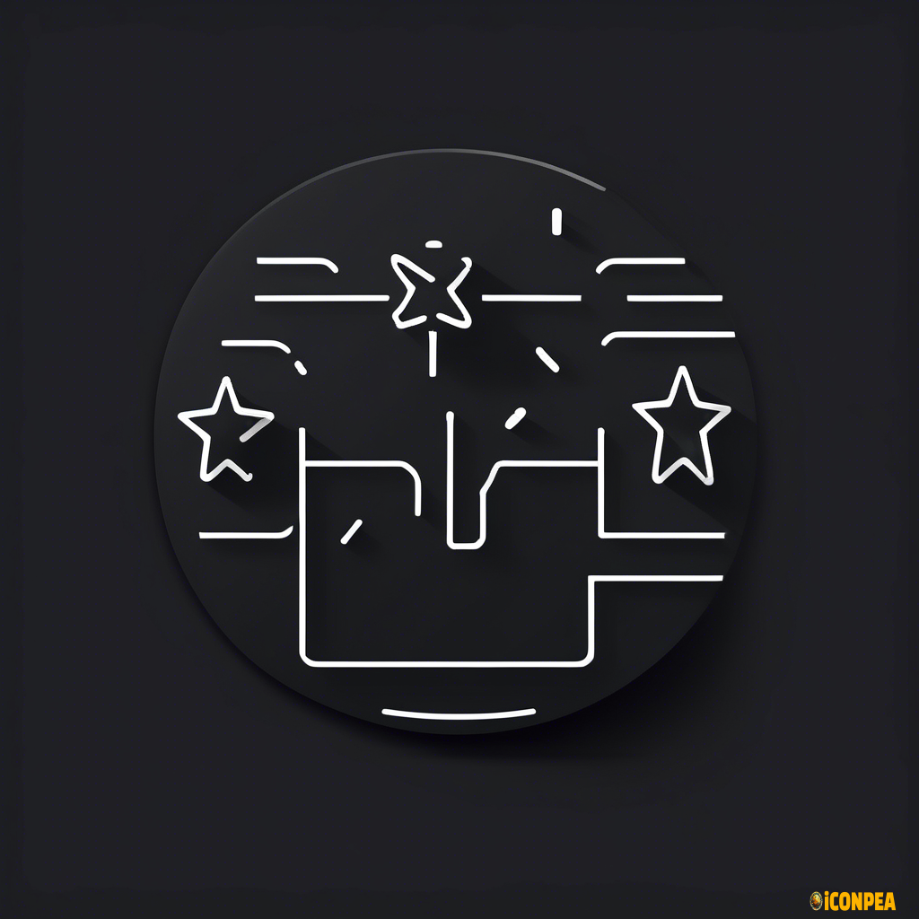 create a outlined black icon for location, where a location mark is showing and showing three stars around that , that shows it is powered by AI