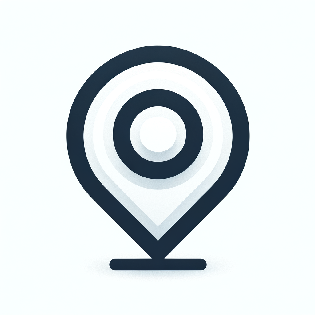 iOS style minimal app icon, flat and modern, single location pin symbol, simple geometric shape, clean rounded edges, white background, use only white and #FFFF4081, no vintage, no retro, no gradient, no shadow, no illustration, no text