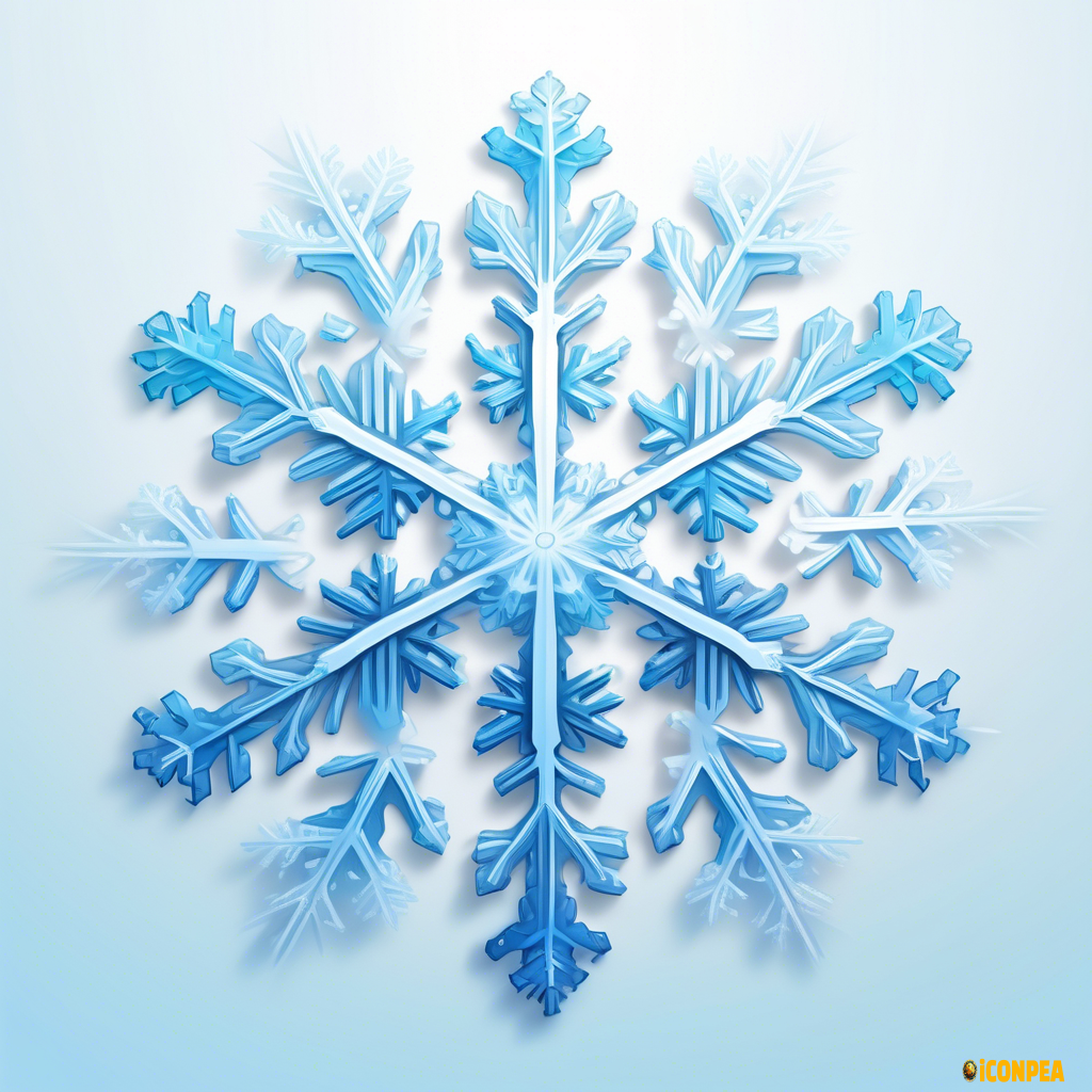 a realistic snowflake in the middle, gradient from top white to bottom light blue
