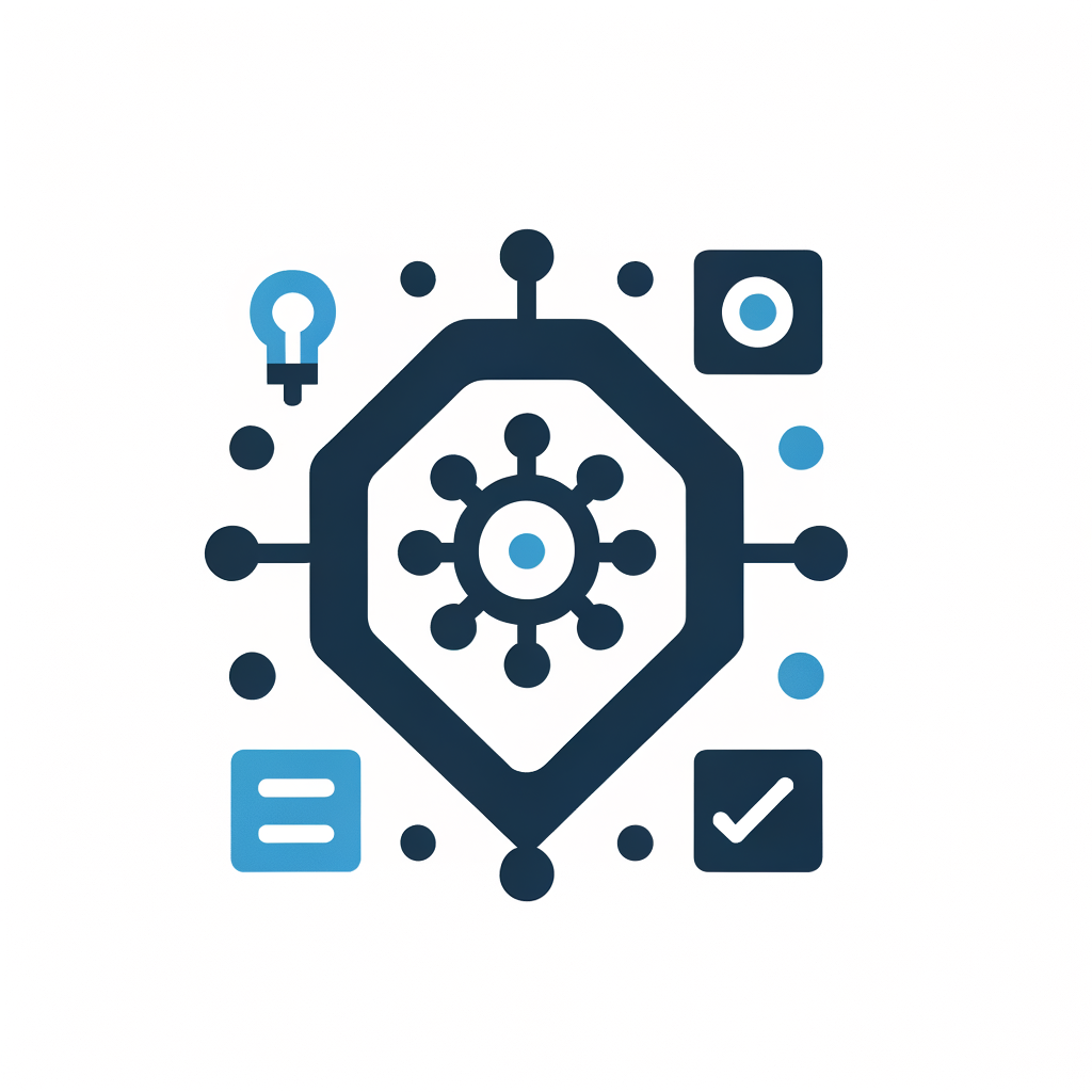 minimal flat vector icon, only 2 colors, simple shapes, no shadows, white background.  Generate icon only and NO text:  AI Adoption:  Your company’s progress in adopting AI for efficiency, scalability, and competitive edge.