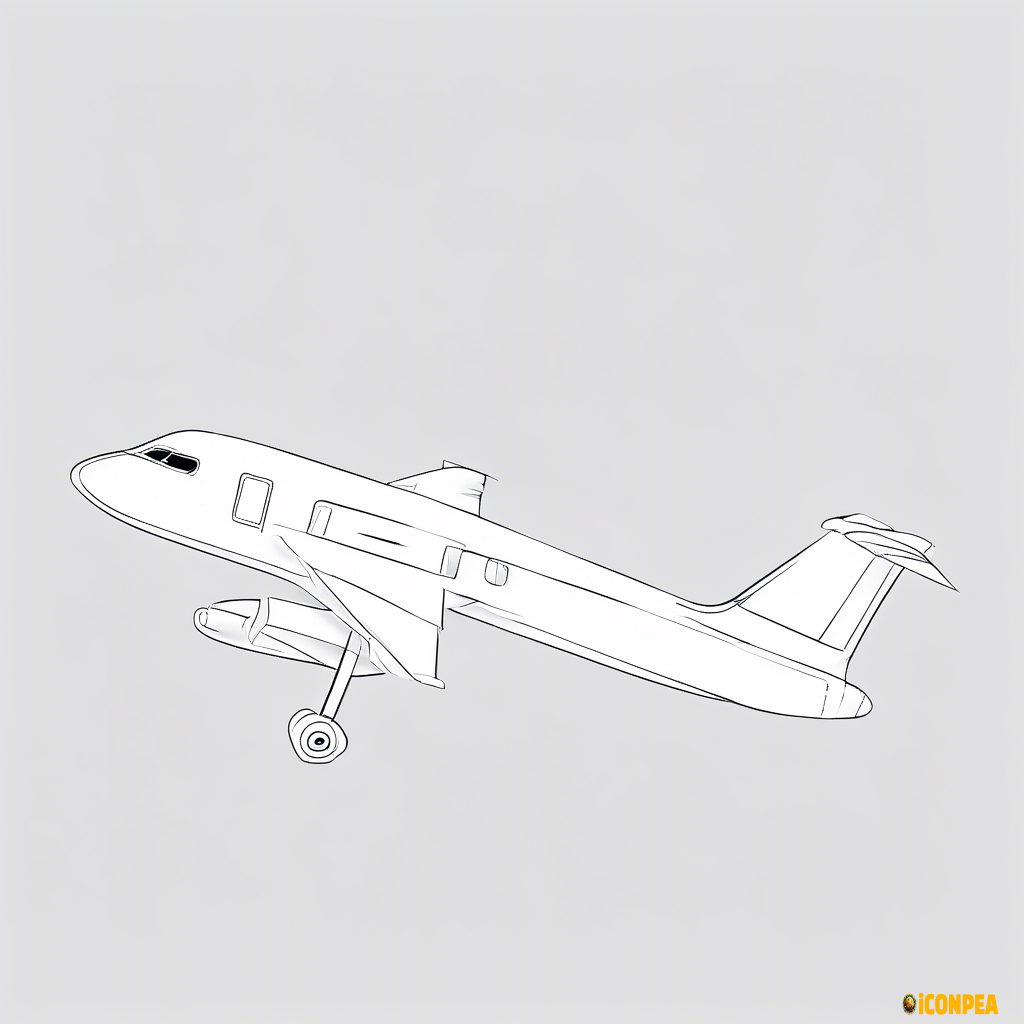 2d outline plane turned to the left side, transparent background