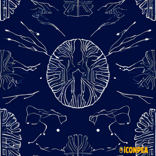 A minimalist icon representing a silhouette of a brain with patterns of circuits or neural connections. Dark blue background with soft edges and the brain in a bright white color to highlight. Clean and modern style.