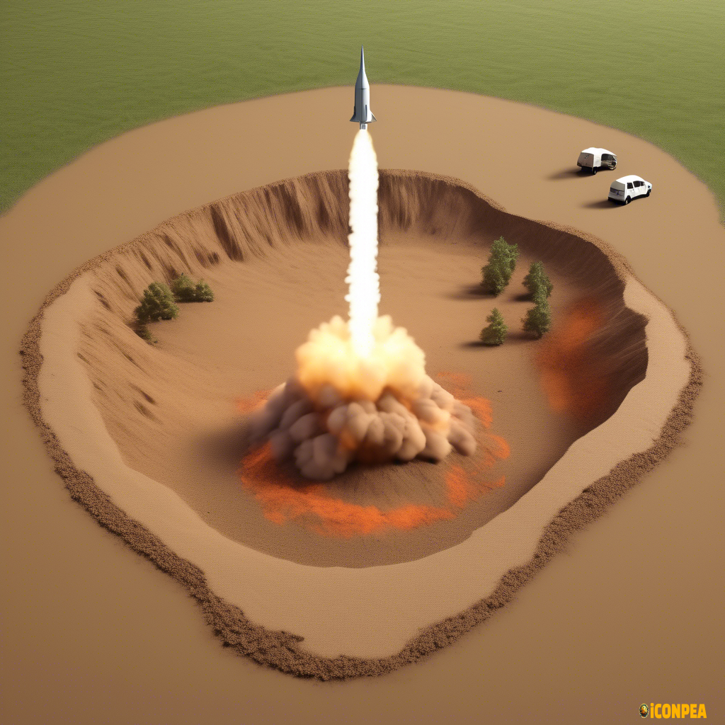 Impact of a missile in the ground flat style in the ground