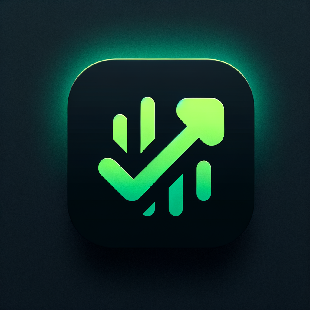 Minimalist app icon for a fitness tracking app called “FitLog”. Dark background color #0d0f0a (almost black). Main accent color is lime green #c8f25a. Simple, modern, flat design — no gradients, no 3D effects. Icon should combine a subtle dumbbell or barbell silhouette with a checkmark or upward arrow, representing fitness progress. No text in the icon. Square format with rounded corners. Suitable for PWA app icon on mobile home screen. Clean negative space, professional look.