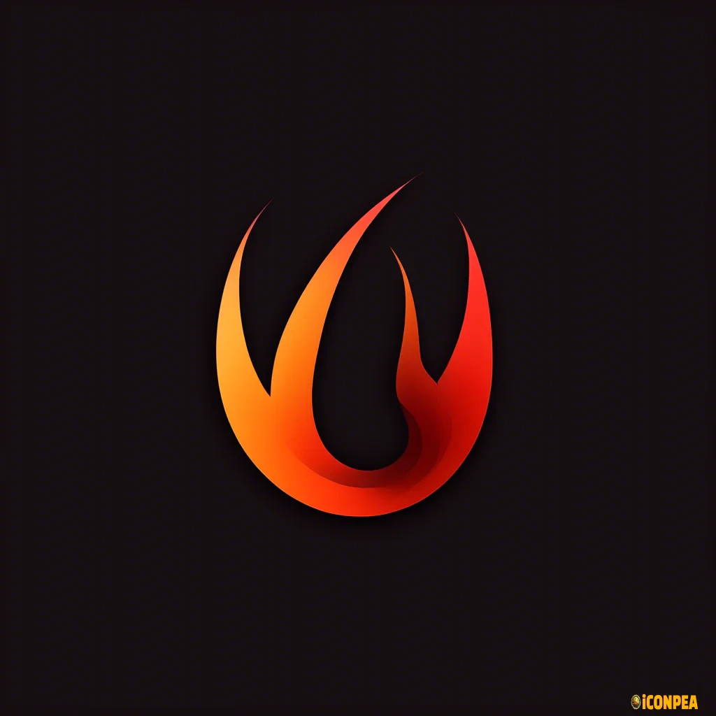 Ultra minimal geometric fire symbol, single flowing curve suggesting flame movement, warm red gradient, modern tech style, simple enough for favicon, black background