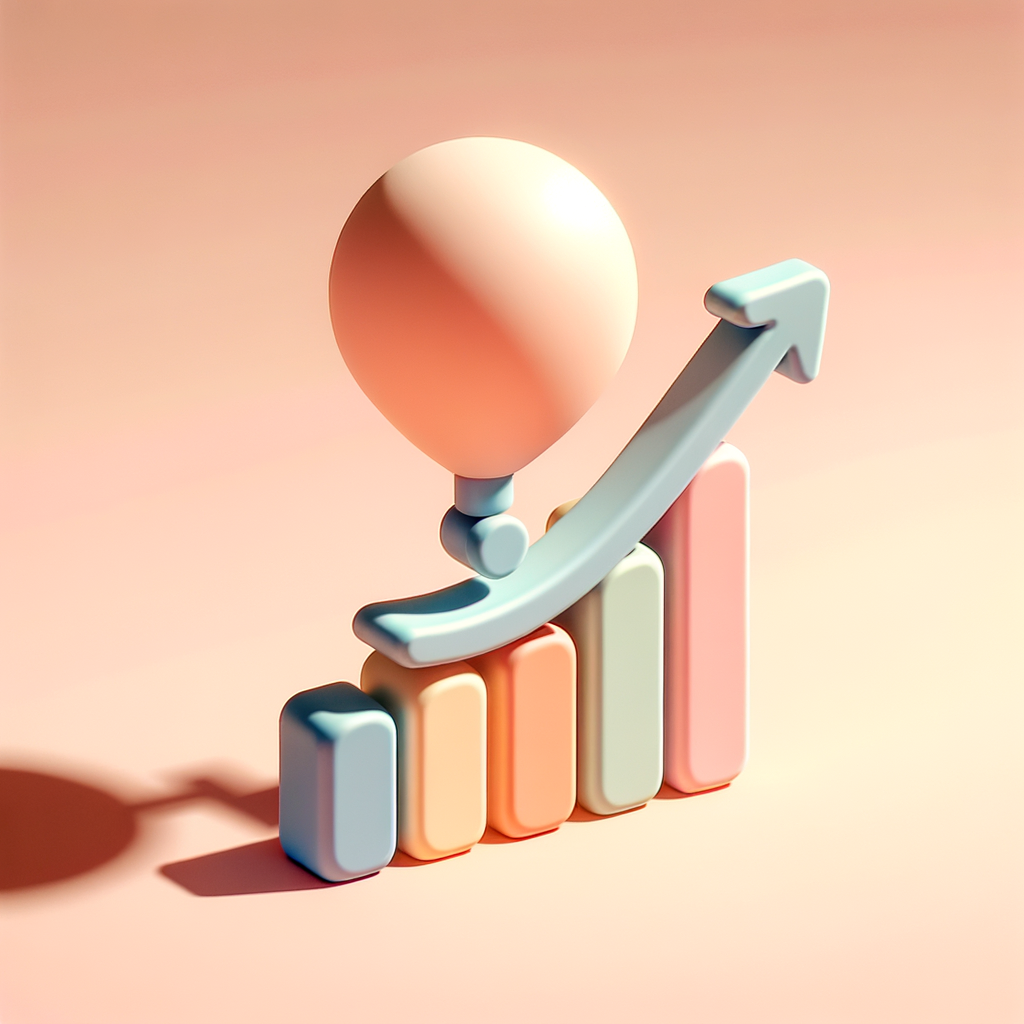 Rise of the graph   Style. Cute, simple and round Pastel colors Make the shadow look soft balloon effect Clay 3D (cute feeling) Glossy (iPhone vibes)