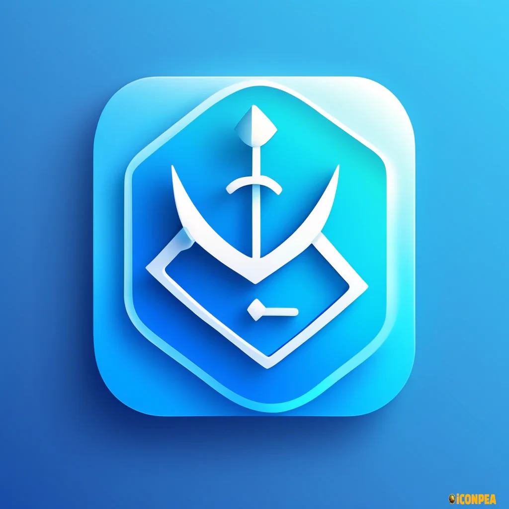 modern app icon, geometric minimal design, gradient blue and white, professional business style, 3D depth, soft shadows, rounded corners, web style, high-quality rendering, download tool, debrid, pirate