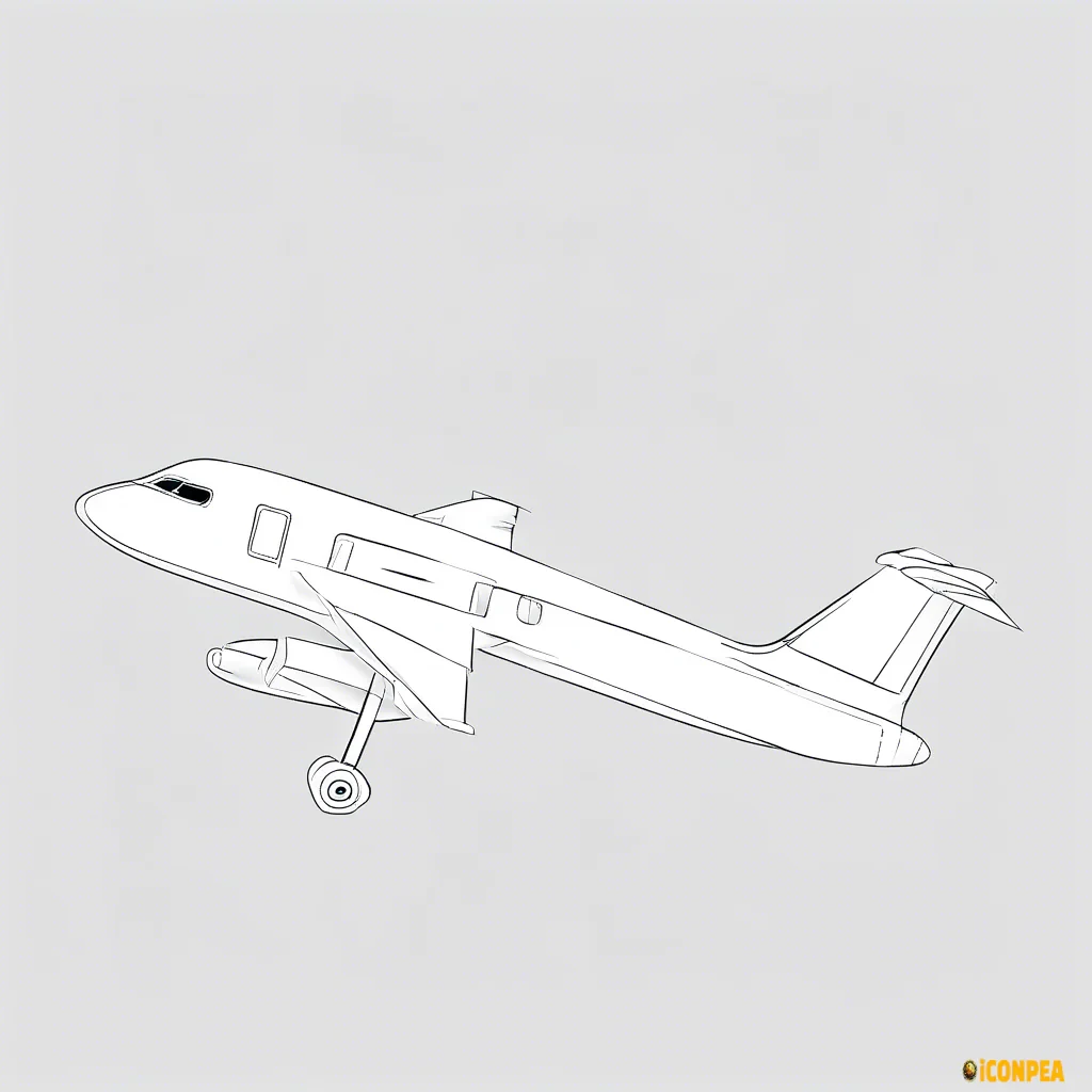 2d outline plane turned to the left side, transparent background