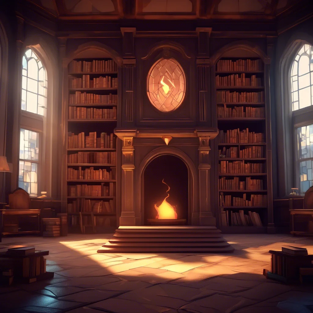 old library with mantle