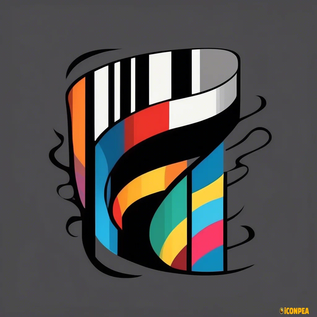 Design an icon representing a film strip unrolling into a stream. This will hint that video, though traditional, still flows through a digital stream. - **Color:** Black or dark gray for the film strip and bright colors for the "stream." - **Shape:** An unrolled film strip that appears to release emotions or images in the form of waves or lines.