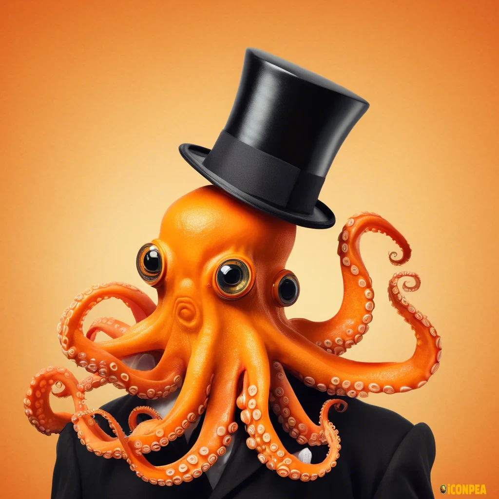 an orange octopus in a top hat