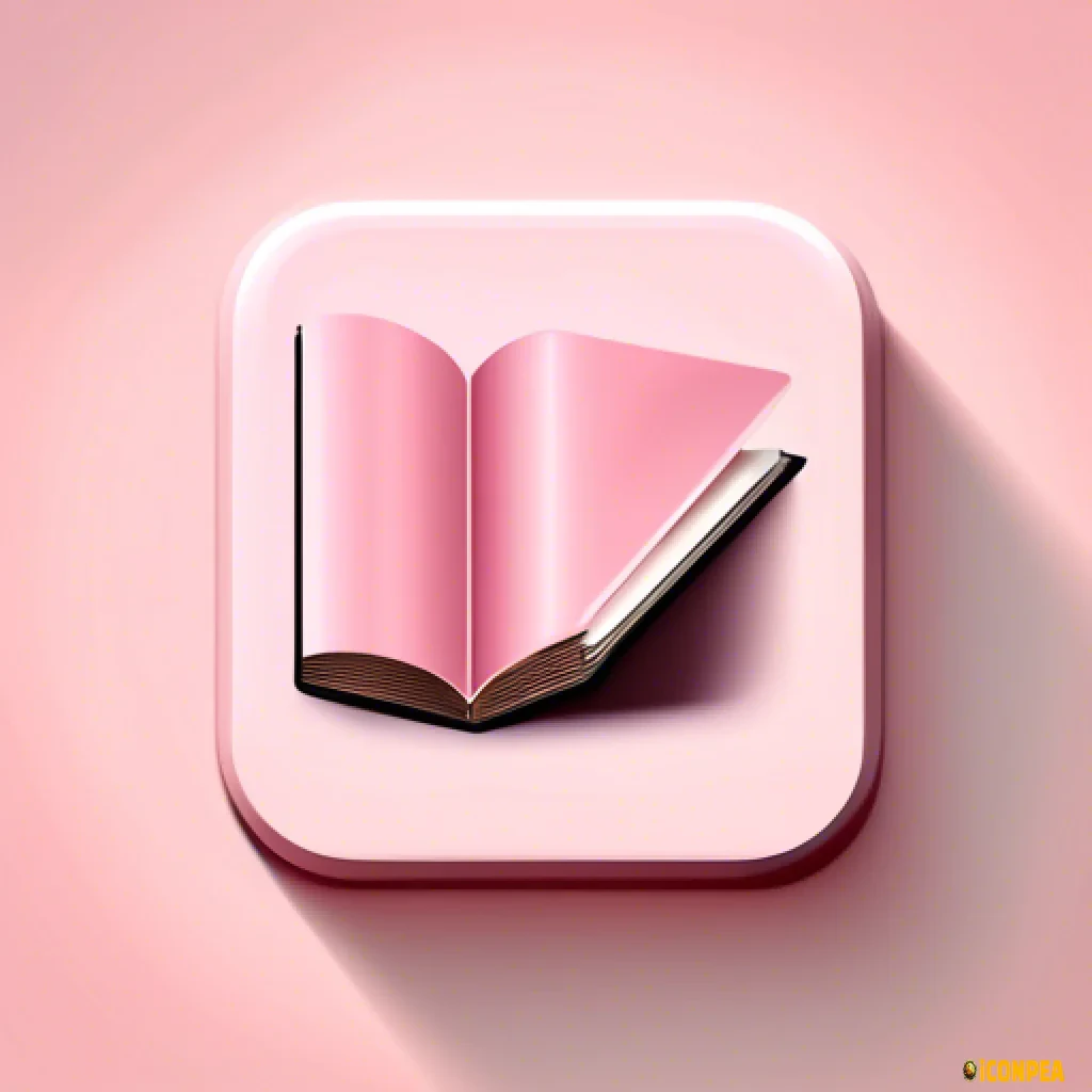 A light pink retro looking yet minimalist looking app icon for an e-book reading app.