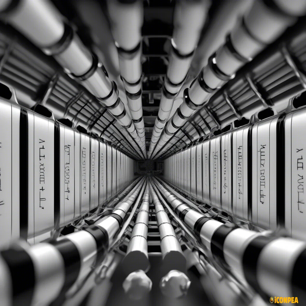 An atomic battery, black and white, only the lines