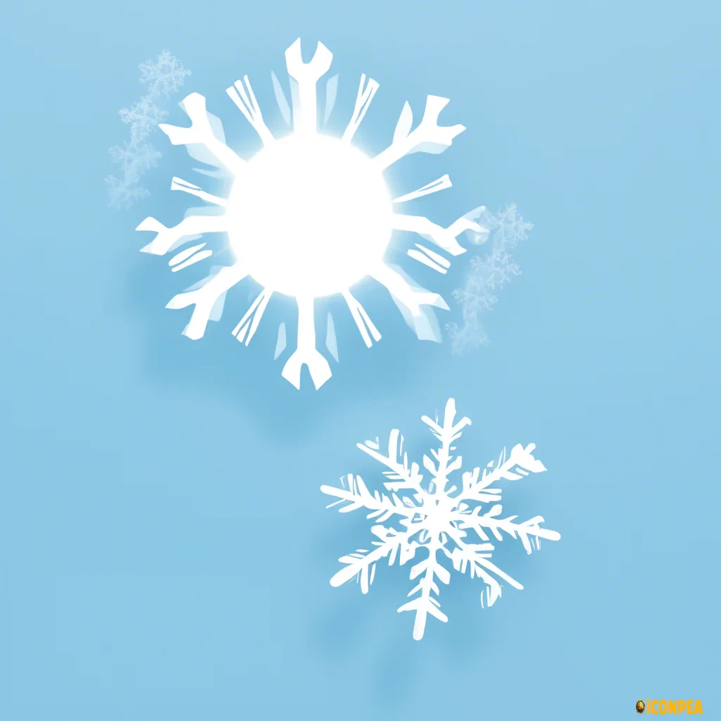 a half-cut snowflake on the left immediately followed by half-cut sun on the right in very light blue