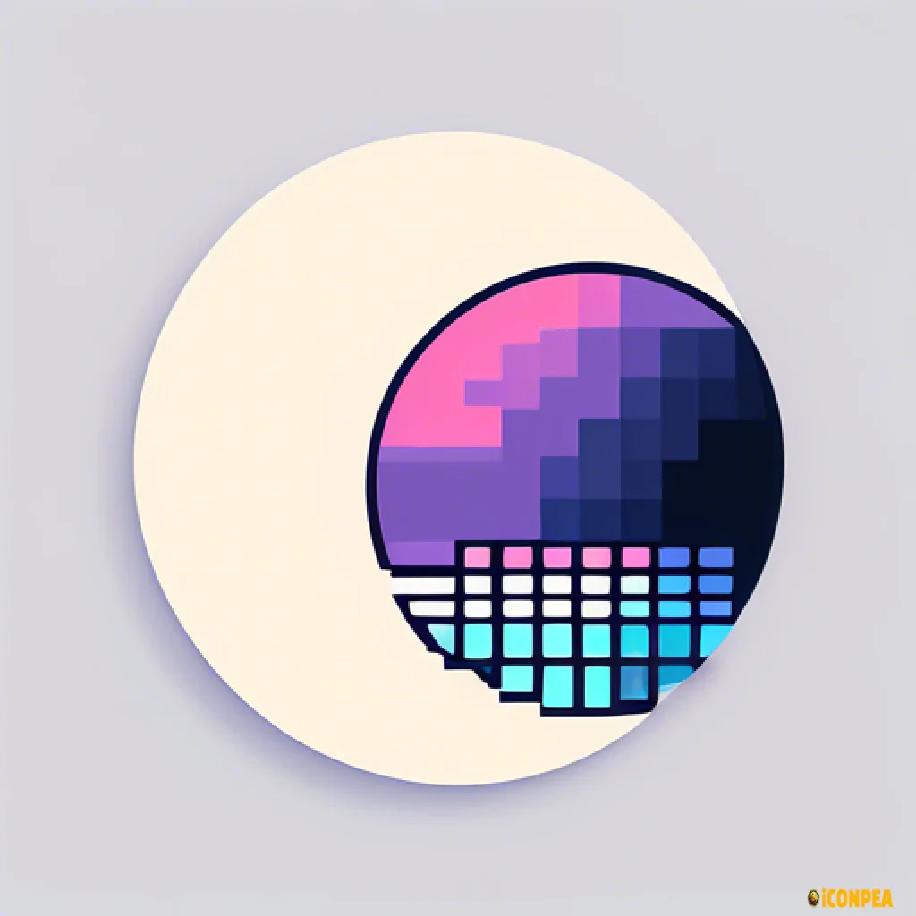 a circular logo with a computer, minimalistic