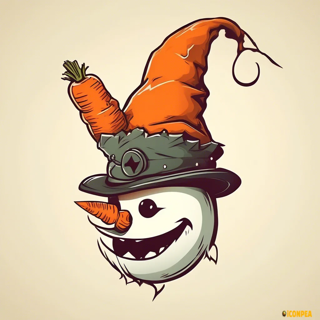 the head of the evil devilish snowman in profile , instead of a cap, the gear and nose are made in the form of a bitten carrot