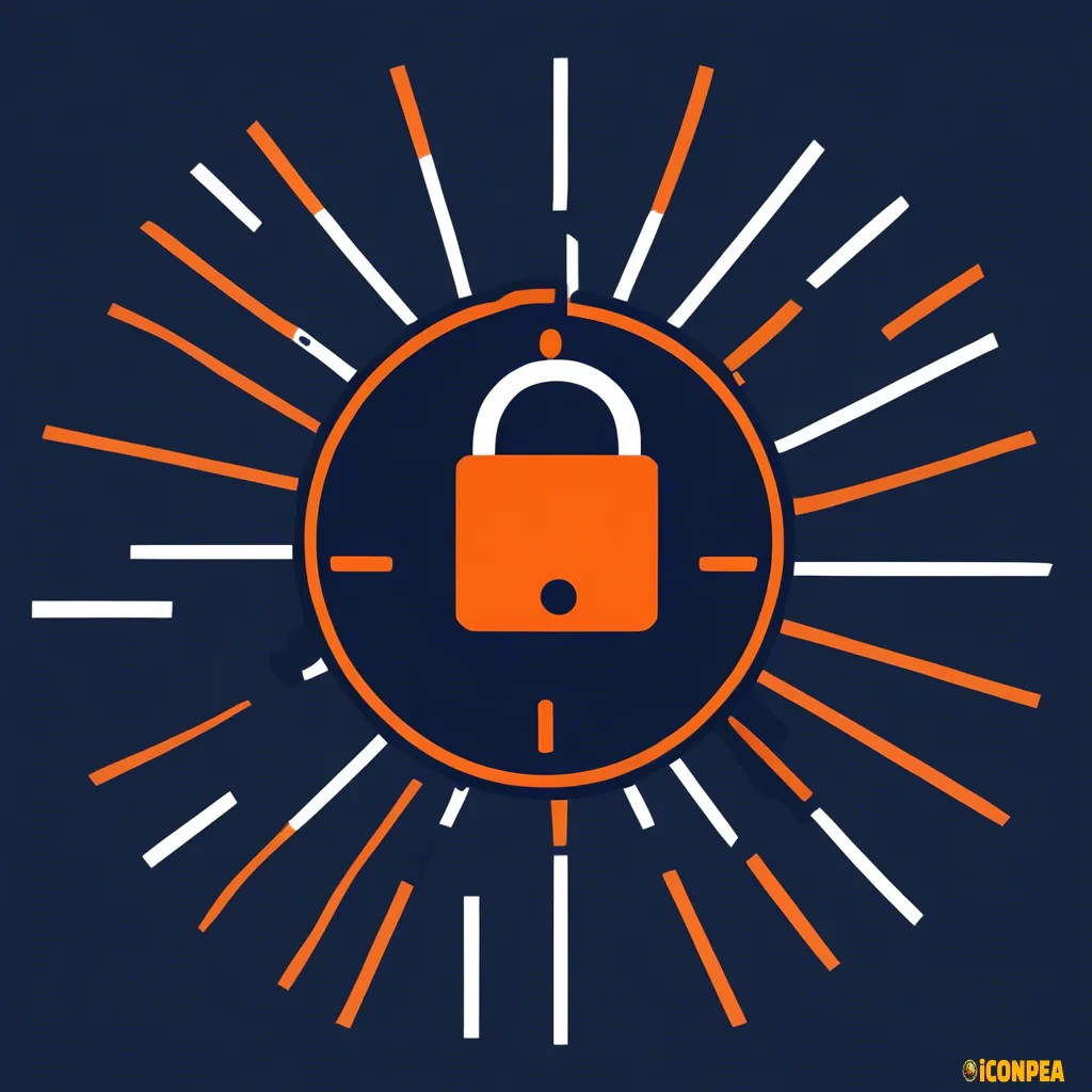 an icon for a locked room app in navy, orange and white