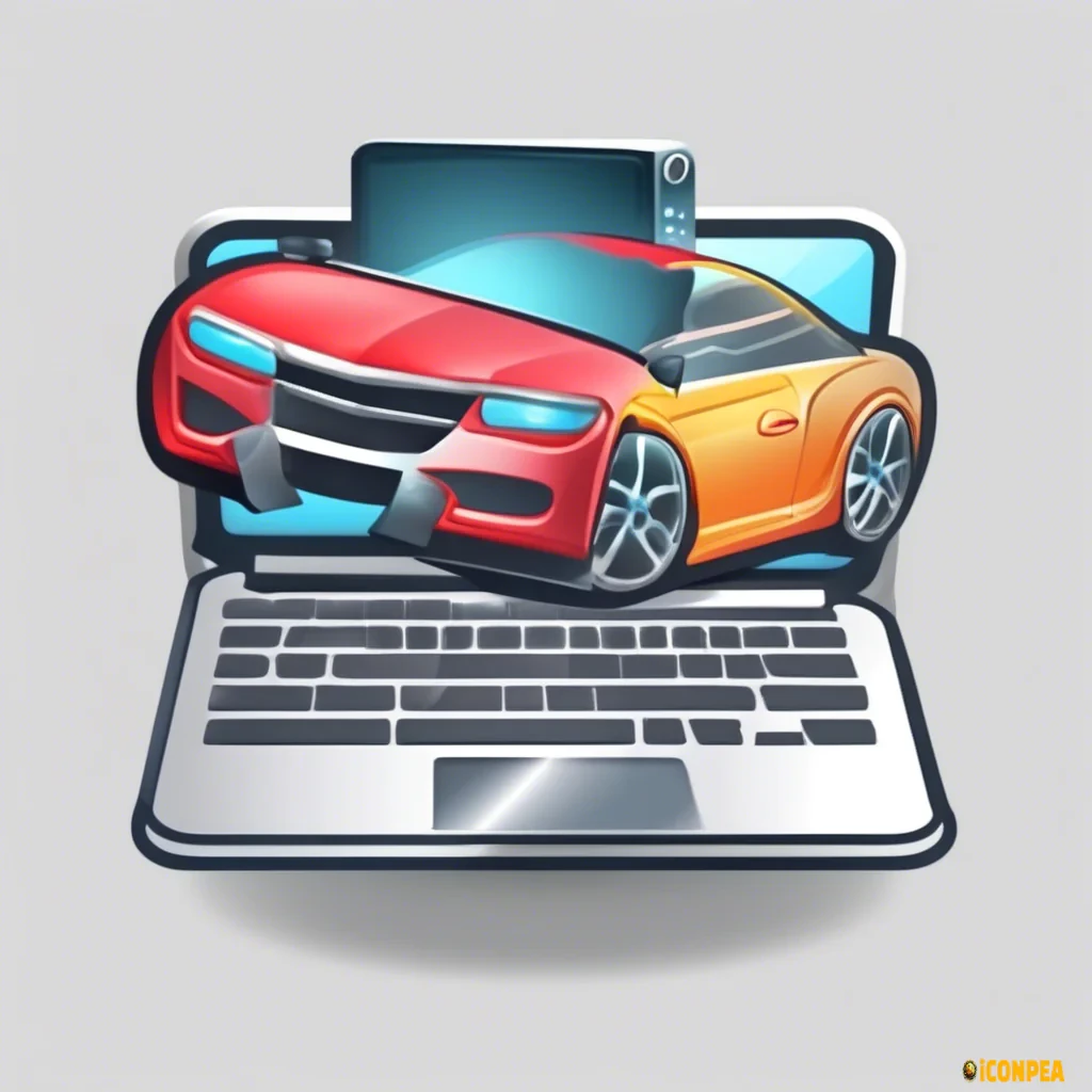 a car accessories parts with laptop for app icon