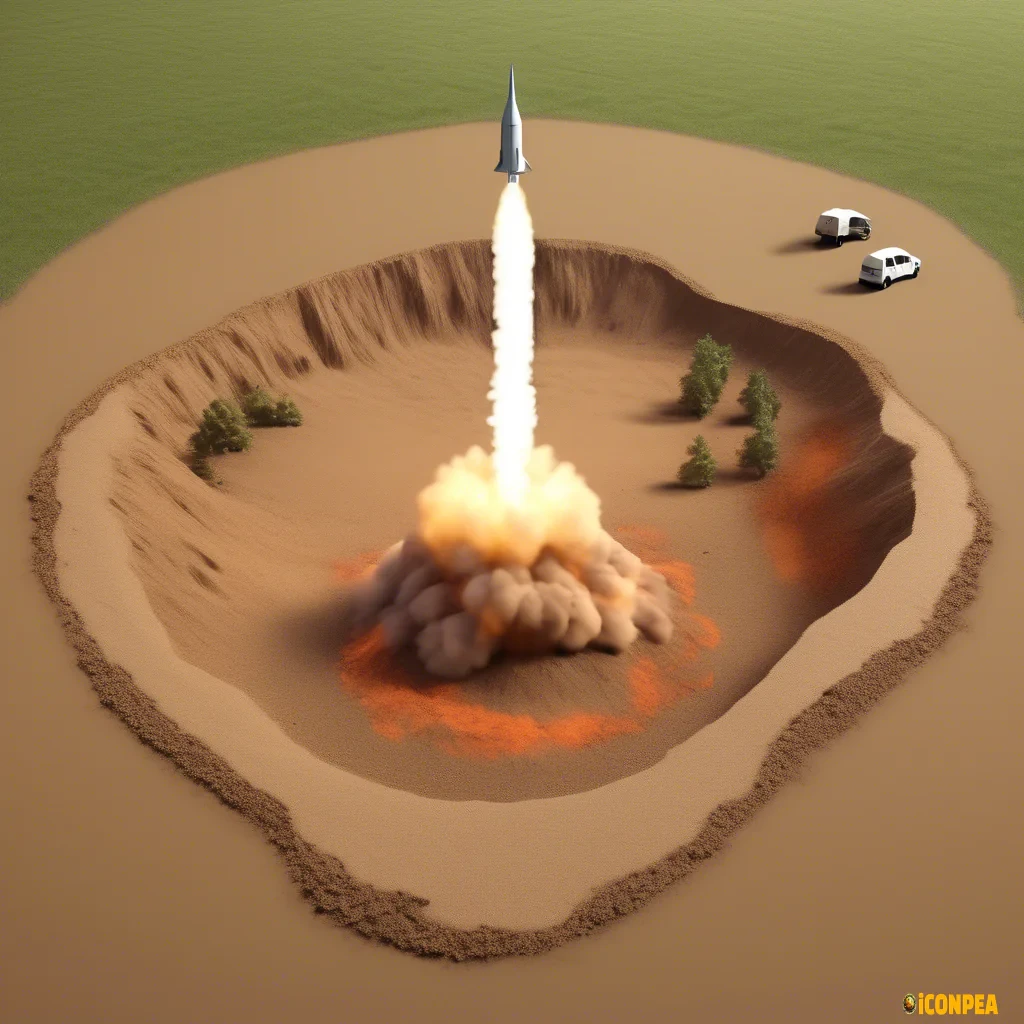 Impact of a missile in the ground flat style in the ground