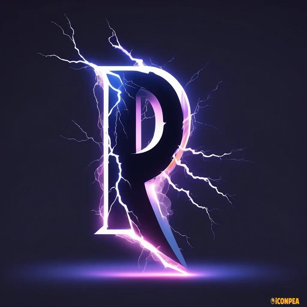 lightning flowing around the letter R
