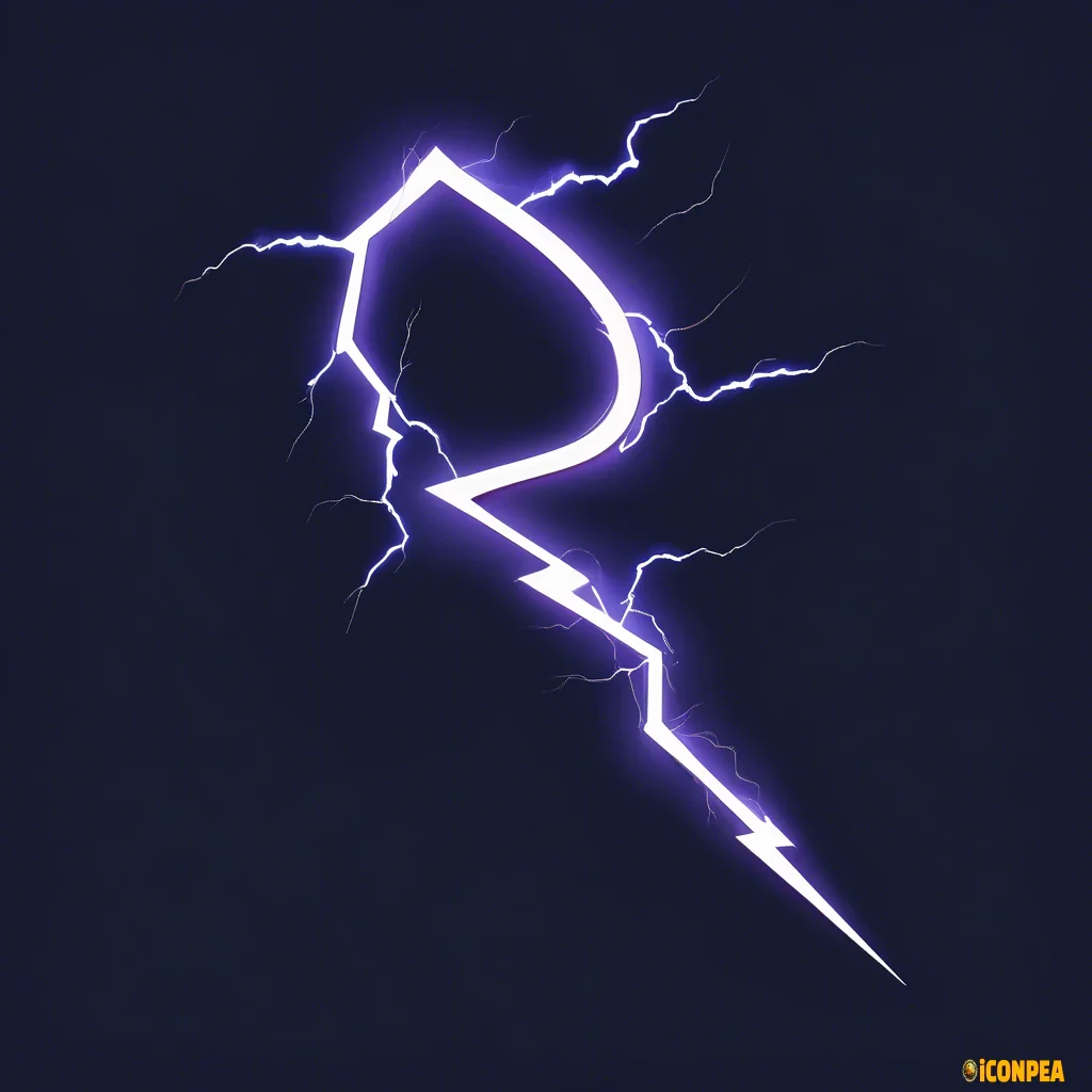 lightning flowing around the letter R