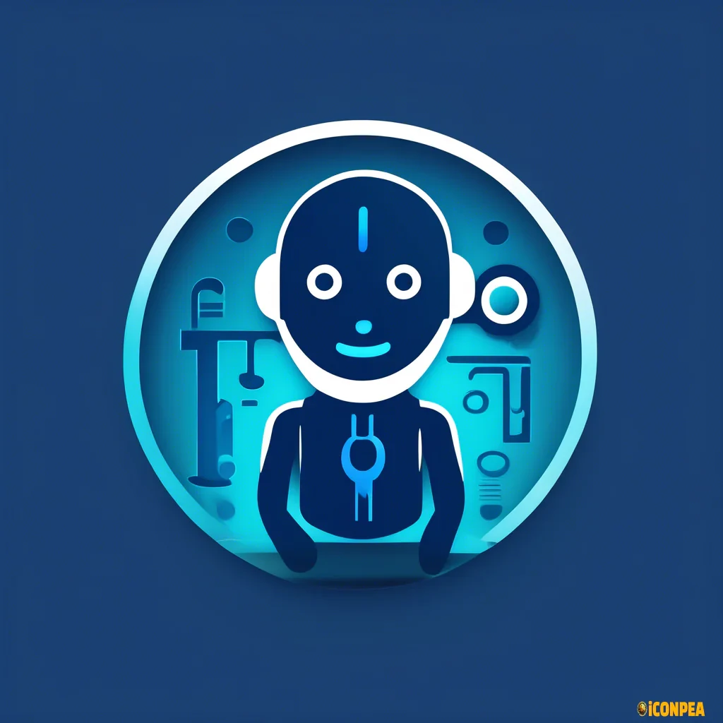 A sleek, modern interactive icon for 'PrepSmart,' an AI-powered mock interview platform. The icon should feature a futuristic AI assistant represented by a glowing chatbot or neural-inspired symbol, combined with an abstract microphone or speech bubble to represent interviews. The design should be minimalistic, professional, and smart-looking, with a color palette of deep blue, teal, and accents of neon for a high-tech feel. The icon should be dynamic, conveying intelligence, confidence, and readiness.
