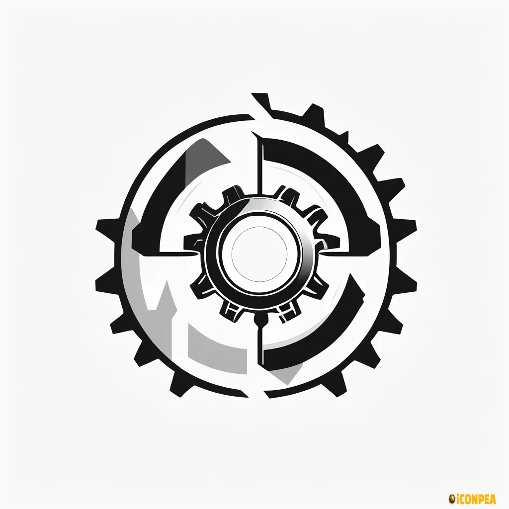 flat-style logo design depicting flat logo artwork of an ekg pulse inside a bearing where the left and right lines extend past the gear or bearing, black artwork with no background color