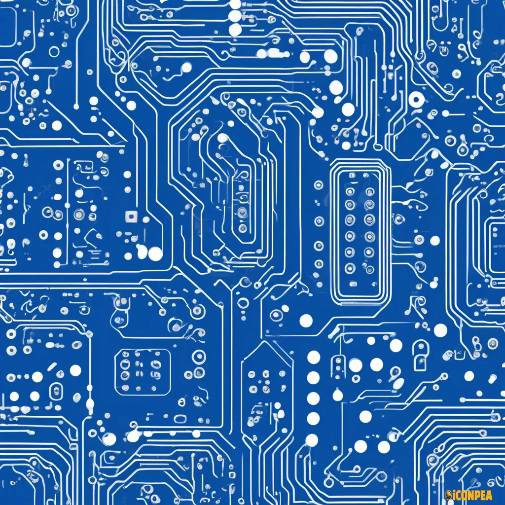 vector art outline of a short home pcb board tech blue white