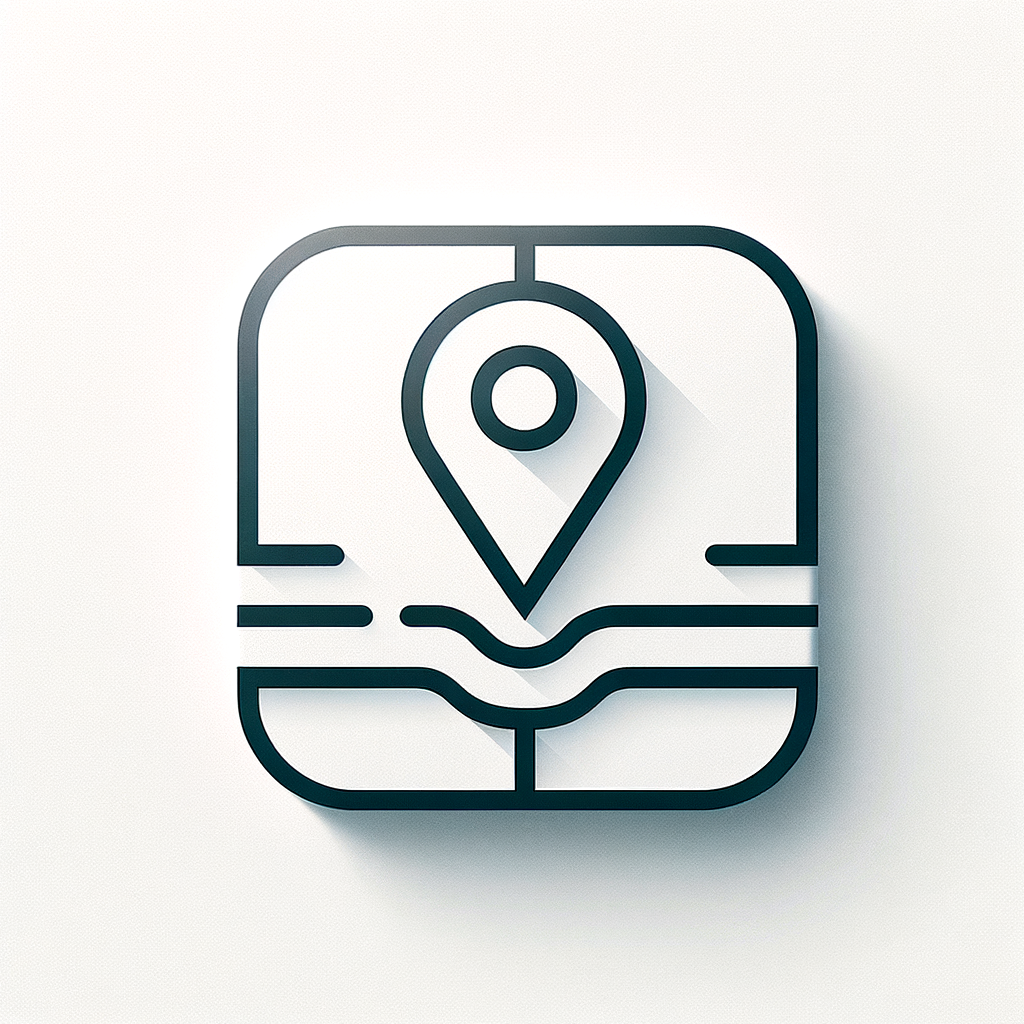 iOS style minimal app icon, flat and modern, simple route line combined with a location pin, clean geometric shape, rounded edges, centered composition, white background, use only white and #FF4081, Apple Human Interface Guidelines inspired, no vintage, no retro, no gradient, no shadow, no illustration, no complex details, no text