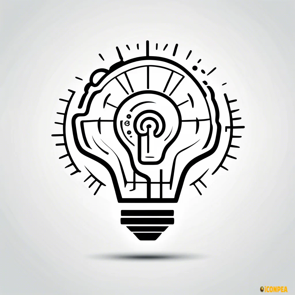 Create an icon representing Innovative Design. The icon should feature elements that symbolize creativity and forward-thinking, such as a light bulb with a gear inside, or a brain with interconnected nodes. Include design elements that convey innovation, such as abstract shapes or futuristic lines. The design should be clean, modern, and easily recognizable