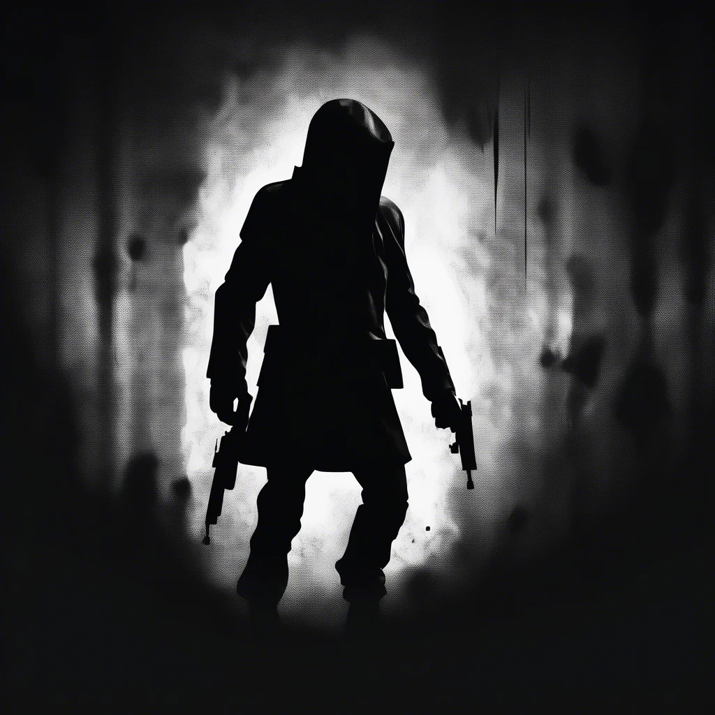 cyber spy siluette in black and white moody dark atmosphere
