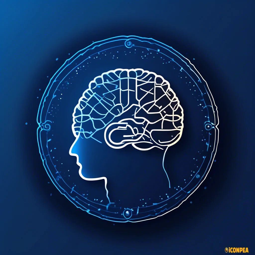 A minimalist and visually striking icon designed within a circular frame, featuring a stylized brain composed of lines and dots that resemble neural connections or circuits. The background has a dark blue gradient subtly transitioning to lighter tones at the center, symbolizing illumination and knowledge. The brain is depicted in a bright color, such as white or light blue, with clearly defined edges to ensure it stands out even at small sizes. The circular border should include subtle details like shadows or gradients to add depth, giving the icon a modern and polished appearance. The design is clean, without text, suitable for small spaces, and conveys advanced technology and intelligence. Upload a PNG or JPG file measuring 108 x 108 px. Padding of 16 px on all sides is recommended.